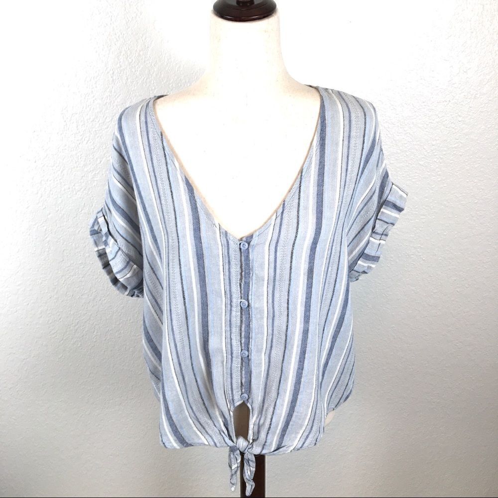 ‎Anthropologie Cloth & Stone tie front crop top L